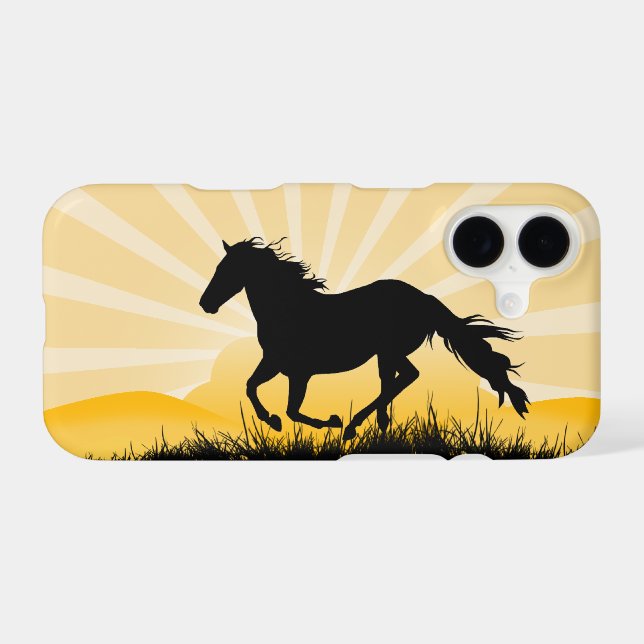 Étui iPhone Cheval Coucher de soleil (Verso (Horizontal))