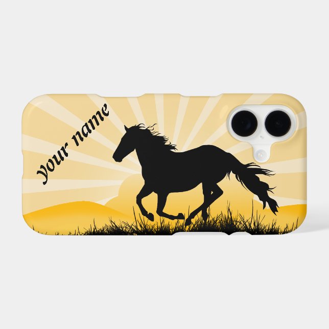 Étui iPhone Cheval Coucher de soleil (Verso (Horizontal))