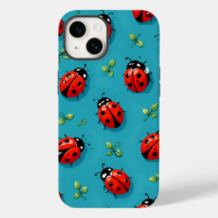 Étui iPhone ciel bleu motif chanceux coccinelles r