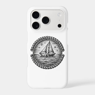 Étui iPhone compas de voilier nautique vintage – S