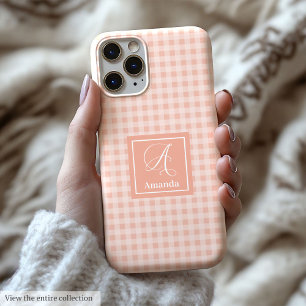 Étui iPhone Corail Pastel Minimaliste Monogramme N