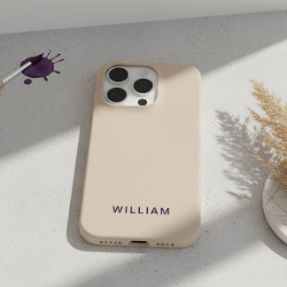 Étui iPhone de couleur beige personnalisé avec tex