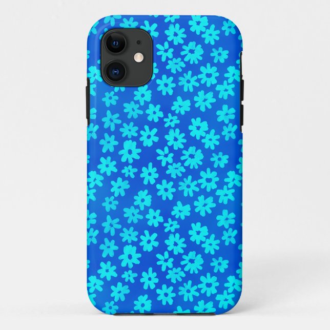 Étui iPhone de style Batik - Nuances de bleu (Dos)