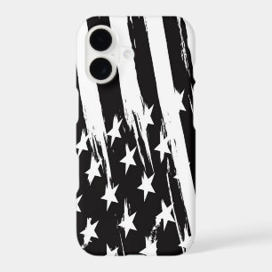 Étui iPhone Drapeau Américain Noir et Blanc Mate A