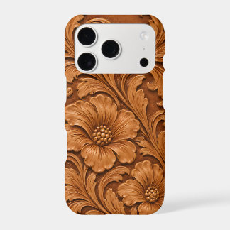 Étui iPhone en cuir floral façonné classique