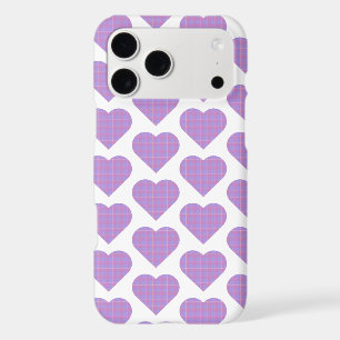 Étui iPhone en forme de cœur à carreaux violet ros