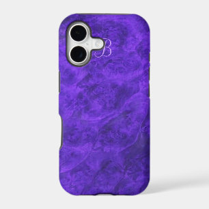 Étui iPhone en noyer velours violet *monogrammé*