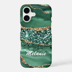Étui iPhone en or vert émeraude personnalisé avec