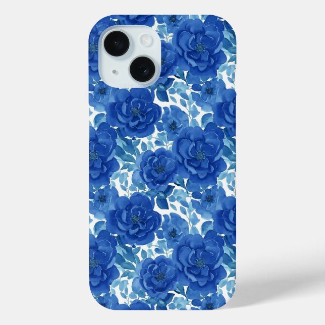 Étui iPhone Fleurs Bleues Élégant (Verso)