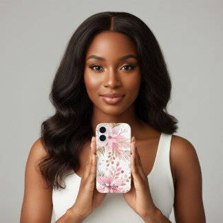 Étui iPhone Fleurs de Poinsettia Rose Hiver |