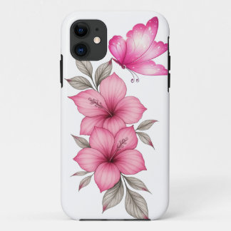 étui iphone fleurs roses