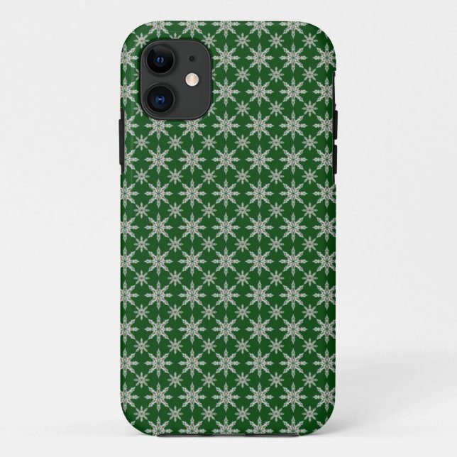 Étui iPhone Flocon de Neige Vert (Dos)