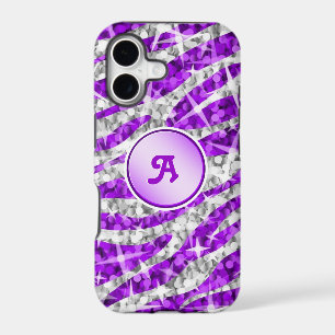 Étui iPhone Glitz Zebra Purple monogramme violet