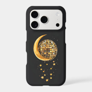 Étui iPhone Gold Disco Ball Moon & Stars Y2K