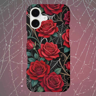 Étui iPhone gothique Roses Rouges et Toiles d'Arai