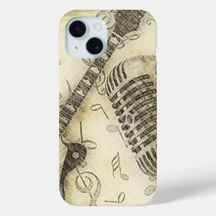 Étui iPhone Guitare et Microphone Grunge Vintage