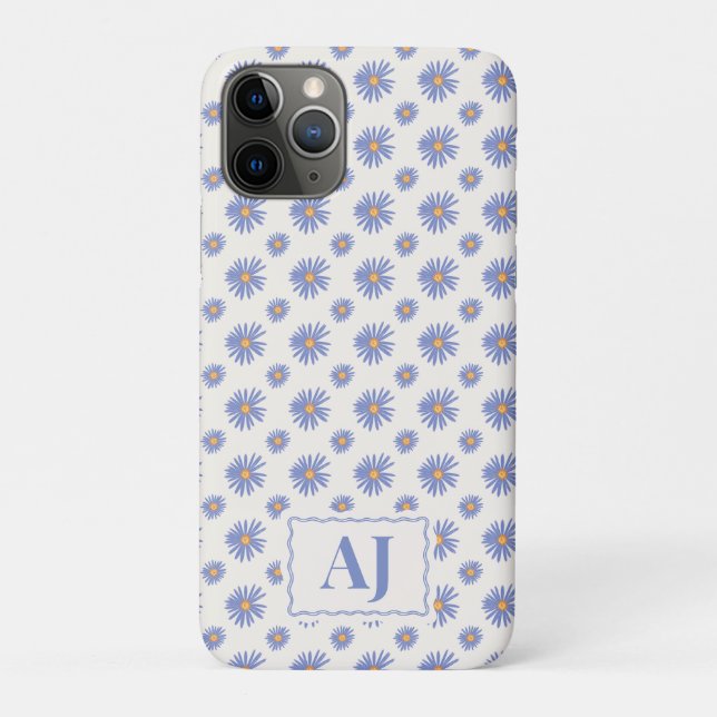 Étui iPhone / iPad à fleurs violettes avec initial (Dos)