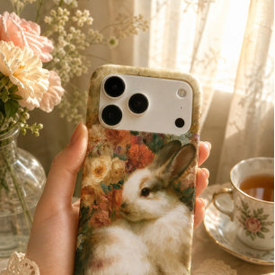 Étui iPhone Lapin Floral Vintage