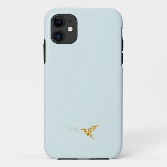 Étui iPhone minimal moderne bleu et or (Dos)