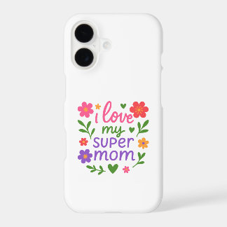 Étui iPhone minimaliste floral « J'aime ma super m