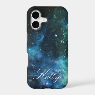 Étui iPhone Monogram Galaxy Stars Bleu Vert 5/5S