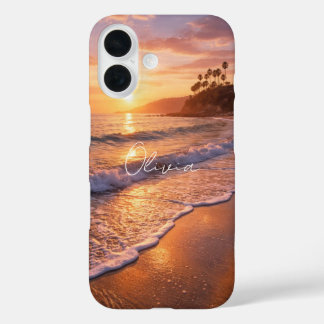 Étui iPhone Monogramme Photo Vagues de Plage à l'H