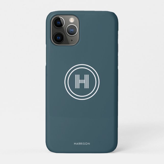 Étui iPhone | Monogramme simple moderne (Dos)