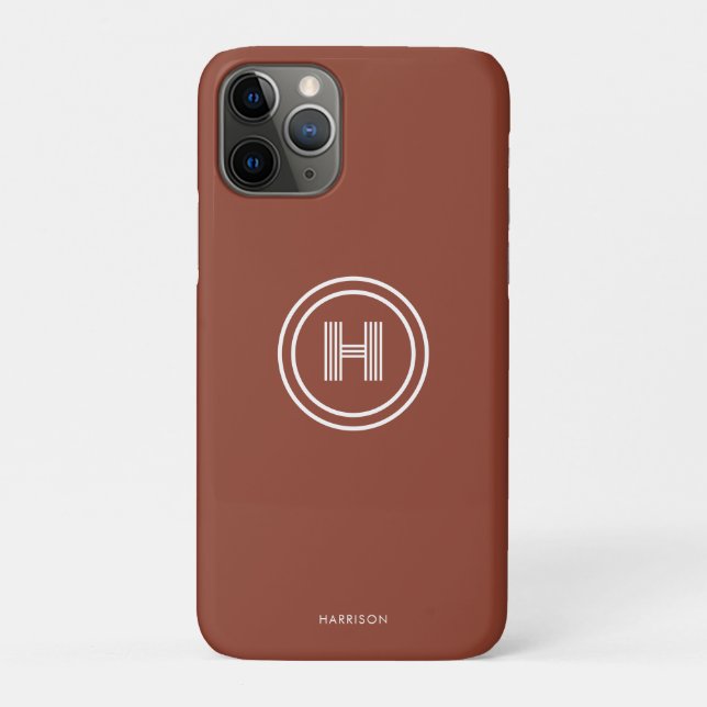 Étui iPhone | Monogramme simple moderne (Dos)