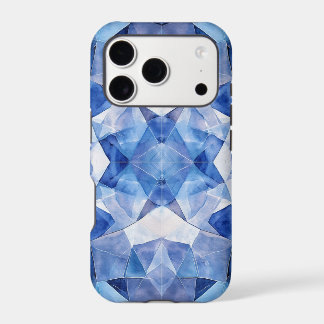 Étui iPhone mosaïque géométrique cristal bleu mode