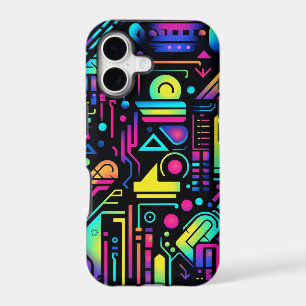 Étui iPhone motif géométrique néon des années 80