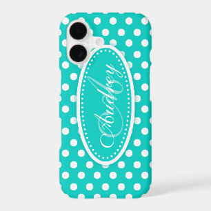 Étui iphone motif pois bleu sarcelle