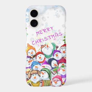 Étui iPhone Noël Bonhomme de neige heureux fête