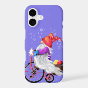 Étui iPhone Noël Gnome avec vélo et cadeaux