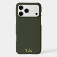 Étui iPhone Olive Dark avec Initiales Personnalisé