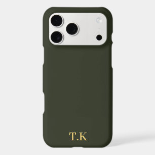 Étui iPhone Olive Dark avec Initiales Personnalisé