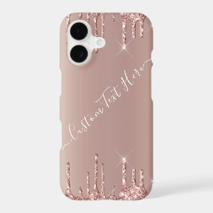 Étui iPhone pailleté or rose avec texte personnali