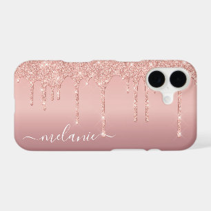 Étui iPhone Paillettes Or Rose avec nom personnali