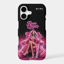 Étui iPhone Paillettes Roses Reine de Baseball