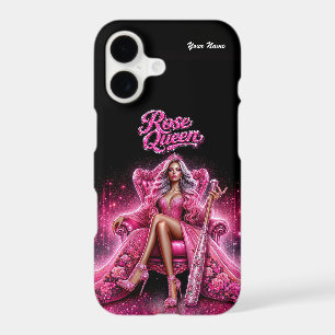 Étui iPhone Paillettes Roses Reine de Baseball