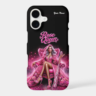 Étui iPhone Paillettes Roses Reine de Baseball