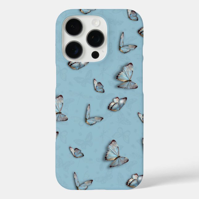 Étui iPhone Papillon Bleu Clair - Housse esthétiqu (Verso)
