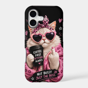 Étui iPhone Pas Patron Juste la Patronne Chat