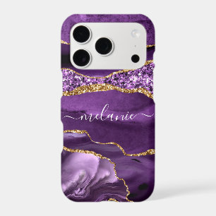 Étui iPhone personnalisé avec marbre or violet