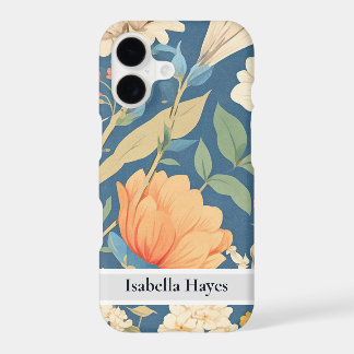 Étui iPhone personnalisé avec motif floral bleu vi