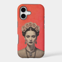 Étui iPhone Portrait vibrant rouge de Frida