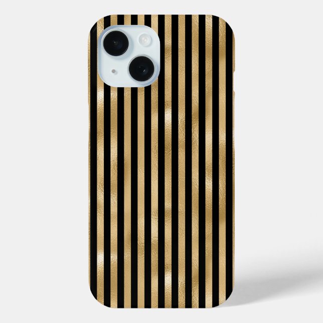 Étui iPhone rayé or et noir (Verso)