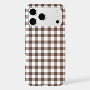 Étui iPhone rétro à carreaux gingham marron chocol