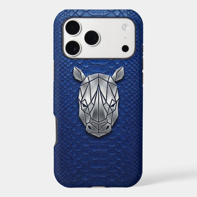 Étui iPhone Rhino Géométrique Chrome Argent Python (Verso)