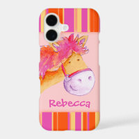 Étui iphone rose pour filles nommées Poney