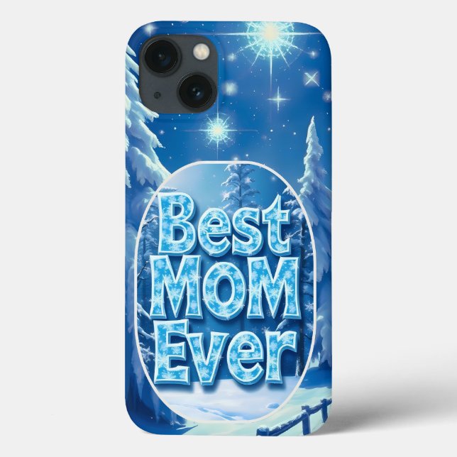 Étui iPhone Scène enneigée Meilleure Maman (Verso)